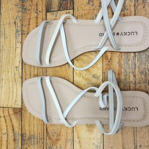 **New ** Lucky Brand White and Gray Sandals Minimalist Design